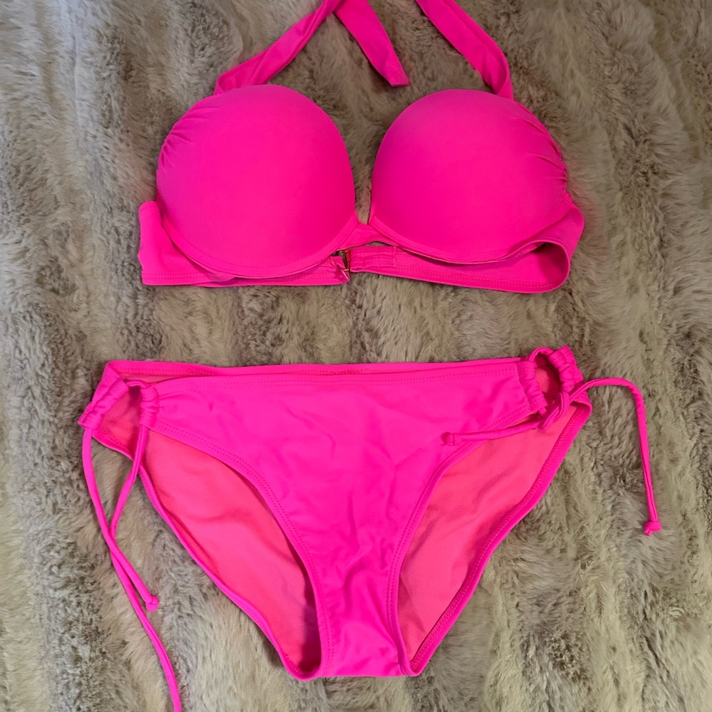 Vibrant Pink Halter Bikini Set